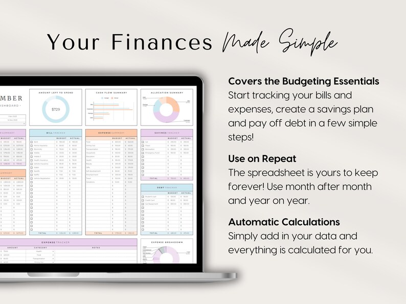Budget Planner Excel Google Sheets Paycheck Budget Spreadsheet Expense ...