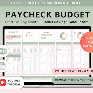 Paycheck Budget Planner: Excel & Google Sheets Template (Digital Download)