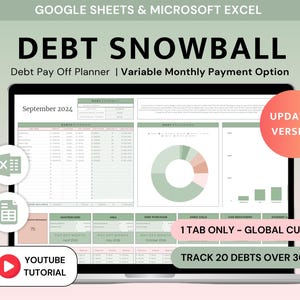 Debt Snowball Spreadsheet Excel Debt Payoff Spreadsheet Debt Snowball Calculator Excel Google Sheets Mortgage Payoff Student Loan Tracker