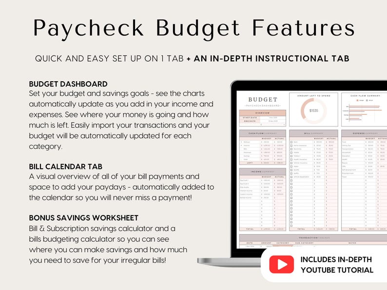 Paycheck Budget for Excel and Google Sheets Budget By Paycheck Spreadsheet Bill Tracker Monthly Bi-weekly Weekly Budget Planner Template, budget template for excel google sheets, start on any month, debt snowball planner, debt pay off calculator