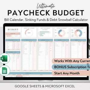 Ultimate Paycheck Budget Spreadsheet Excel Budget Planner Google Sheets ...