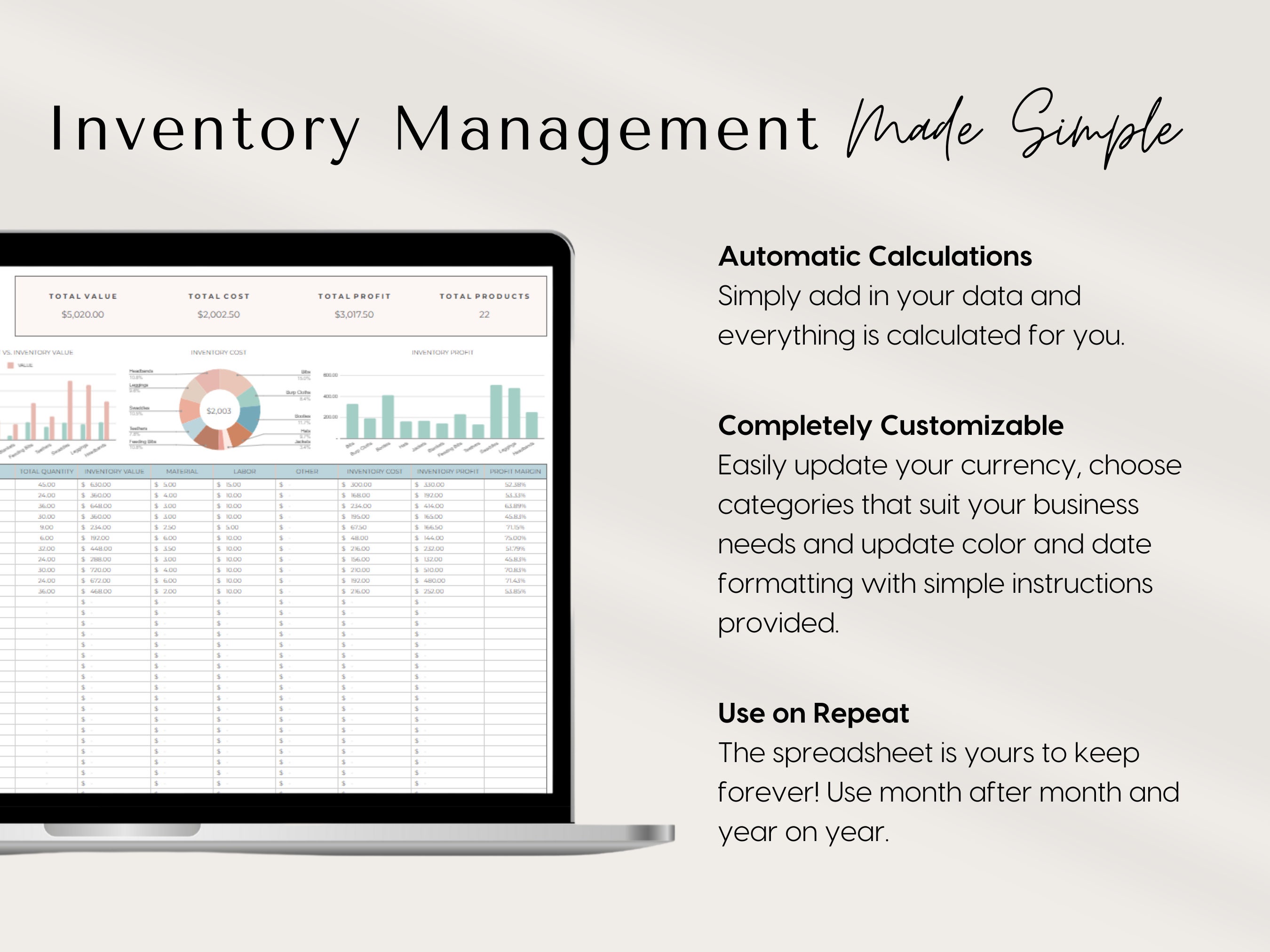 Inventory Tracker Spreadsheet Google Sheets Small Business Inventory ...