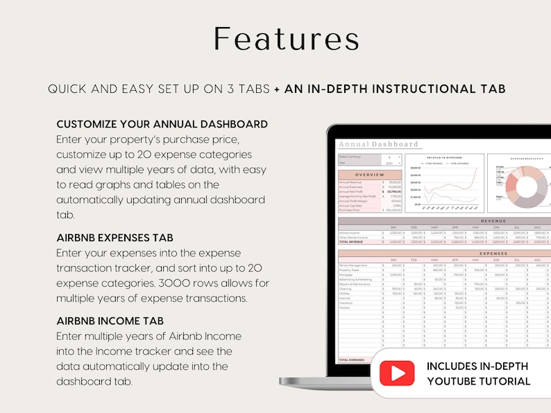 Airbnb Income Tracker | Excel & Google Sheets Spreadsheet Template ...
