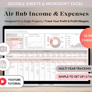 Airbnb収入・支出トラッカースプレッドシートテンプレート Excelバケーションレンタル物件簿記 Googleスプレッドシート Air BNBホスト損益