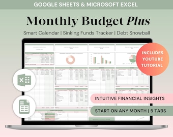 Ultimate Monthly Budget Spreadsheet Excel Financial Worksheet Google Sheets Debt Snowball Pay Off Planner Savings Tracker Paycheck Budget