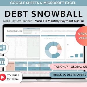 Debt Snowball Calculator Google Sheets Debt Payoff Spreadsheet Excel Debt Calculator Mortgage Payoff Student Loan Payoff Calculator