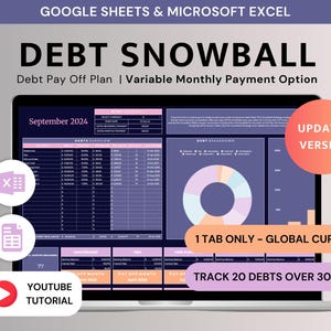 Debt Snowball Spreadsheet Excel Debt Payoff Planner Debt Snowball Calculator Google Sheets Mortgage Payoff Tracker Worksheet Dark Mode
