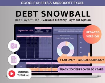 Debt Snowball Spreadsheet Excel Debt Payoff Planner Debt Snowball Calculator Google Sheets Mortgage Payoff Tracker Worksheet Dark Mode