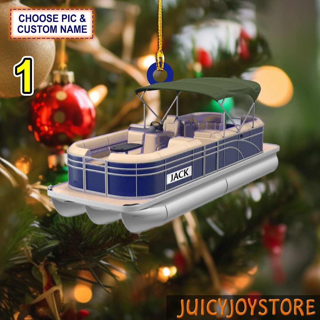 Custom Name Pontoon Boat Personalized Ornament Christmas Tree Etsy