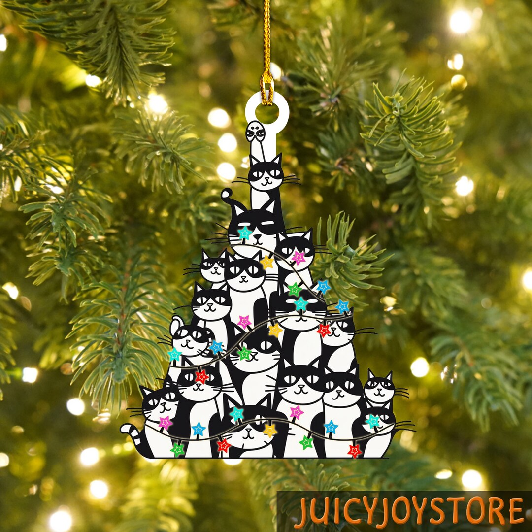 Custom Name Black Cat Christmas Tree Ornament Christmas Tree Etsy