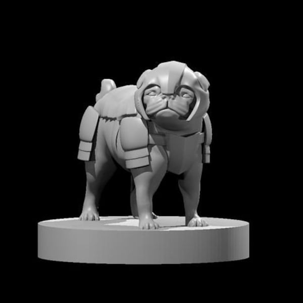 Pug Wearing Armor Miniature -Dungeons and Dragons/Pathfinder/Tabletop Games-