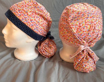 Handmade Bouffant Scrub Cap | Extra Room for Long or Thick Hair | Adjustable Surgical Cap