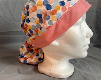 Handmade Bouffant Scrub Cap | Extra Room for Long or Thick Hair | Adjustable Surgical Cap