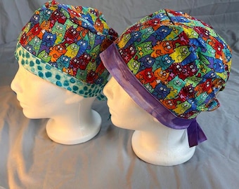 Cartoon/Animals Collection I Stylish Tie-Back Scrub Cap | Soft, Breathable, All-Day Comfort