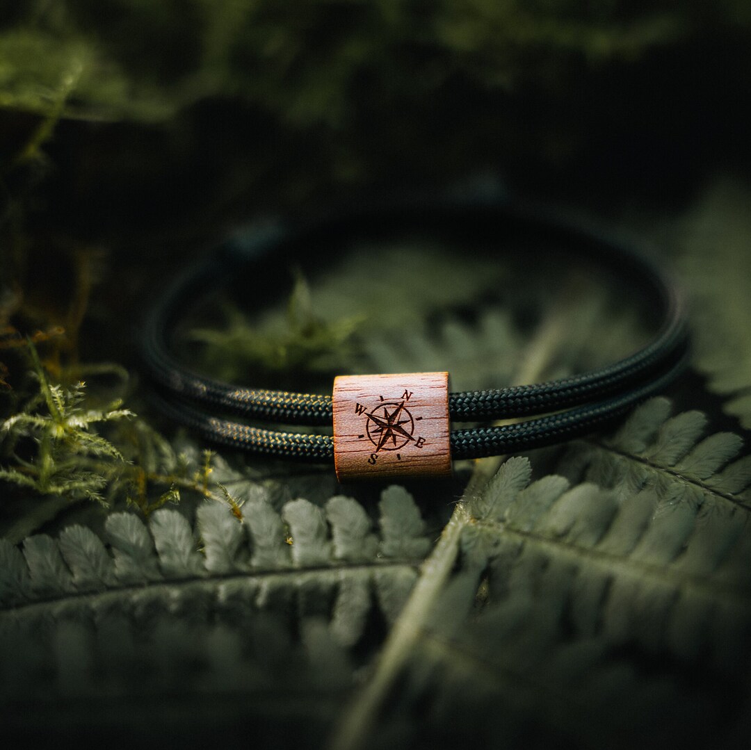 Paracord Men's Wooden Bracelet With Compass | Jewelry for Men | Gifts ...