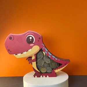 Personalized Pink Dinosaur Chidren Money Box, Piggy Bank, Gifts for Kids, Baby Gifts, Custom Gifts for Kids