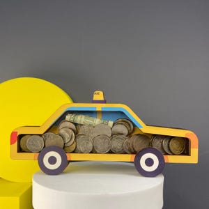 Personalized Piggy Bank Taxi Chidren Money Box, Piggy Bank, Gifts for Kids, Baby Gifts, Custom Gifts for Kids