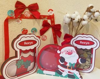 Tirelire De Fête De Noël Avec 10 Emplacements Avec Motif Père Noël