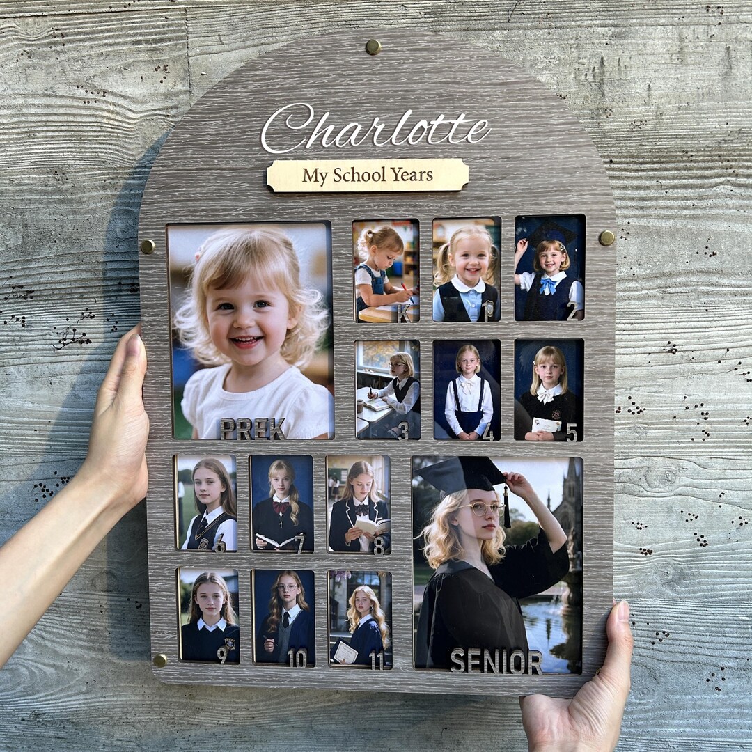 Personalized Prek to Senior Photo Frame: Acrylic & Wood - Etsy