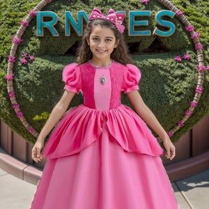 Antbutler Déguisement Peach Enfant Costume Princesse Peach Cosplay Ensemble  pour Mardi Gras Halloween : : Jeux et Jouets