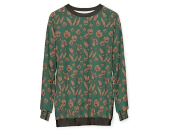 Sweat-shirt à fleurs vert (AOP)