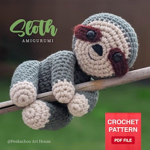 Sloth, amigurumi pattern, CROCHET PATTERN, PDF Download (English)