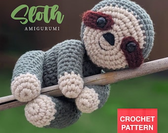 Sloth, amigurumi pattern, CROCHET PATTERN, PDF Download (English) - Stuffed Animal Toy