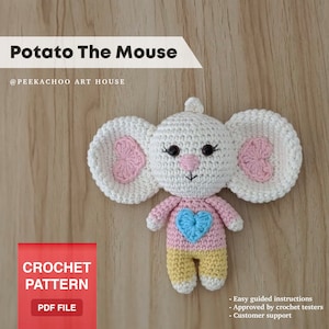 Potato The Mouse (With Cocoon), amigurumi pattern, chip and potato, mouse, CROCHET PATTERN, PDF Download (English)