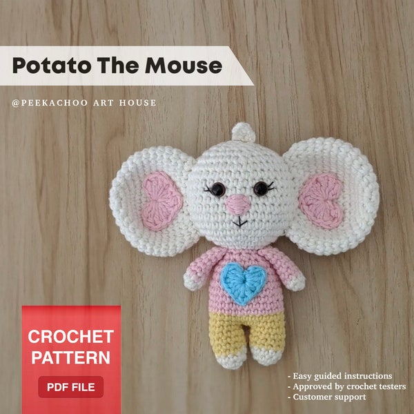 Potato The Mouse (With Cocoon), amigurumi pattern, chip and potato, mouse, CROCHET PATTERN, PDF Download (English)