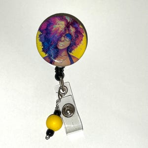 black girl badge reel - African American Badge reel