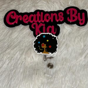 Afro badge reel - black girl badge reel- black girl badge reel