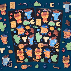 Wild West Sticker Sheet - Cowboys Vinyl Waterproof Glossy