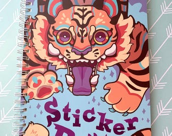 Tiger Reusable Sticker Book / A5 6x8 Reusable Sticker Collection book