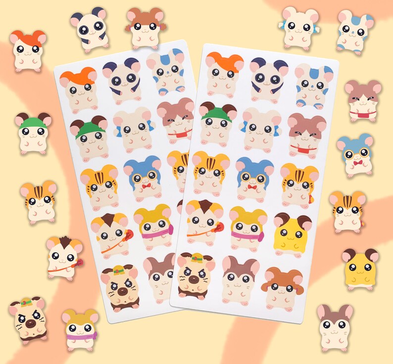 Hamtaro Sticker Sheet - Hamsters Vinyl Waterproof Glossy - Etsy