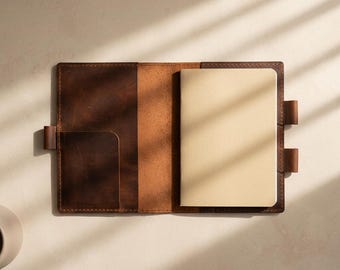 A6 leather journal cover personalized, Field notes travelers notebook, Handmade leather journal cover, Refillable leather journal a5