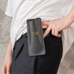 Custodia per occhiali in pelle con clip da cintura, custodia per occhiali personalizzata, custodia per occhiali da sole personalizzata, custodia per occhiali fatta a mano, custodia per occhiali in pelle
