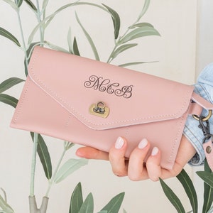 Monedero de cuero, Cartera de cuero personalizada, Cartera de cuero larga para mujer, Cartera de cuero hecha a mano, Cartera de mano de cuero