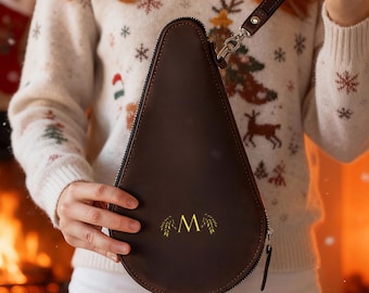 Personalized ping pong paddle case, Leather ping pong bag, Custom tennis bag, Ping pong racket case, Leather table tennis bag