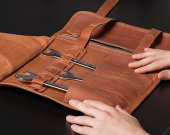 Leather tool roll bag, Motorcycle tool roll, Leather tool wrap, Leather tool organizer, Leather tool case, Custom tool roll, Tool storage
