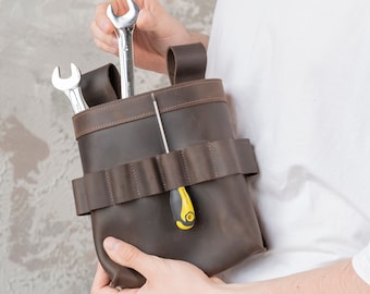Personalized leather tool belt, Tool pouch belt, Tool belt bag, Leather tool belt for men, Tool pouch for belt, Carpenter tool belt