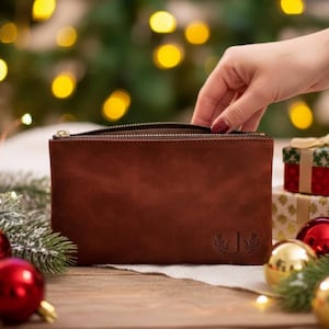 Personalized leather cosmetic bag, Custom leather makeup pouch, Leather makeup pouch for women, Personalized makeup bag, Leather makeup bag