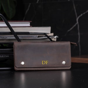 Lange Brieftasche aus Leder für Männer, lange Brieftasche aus Leder mit Gravur, große Brieftasche für Männer, große Brieftasche für Männer, lange Brieftasche für Männer, Brieftasche mit Monogramm