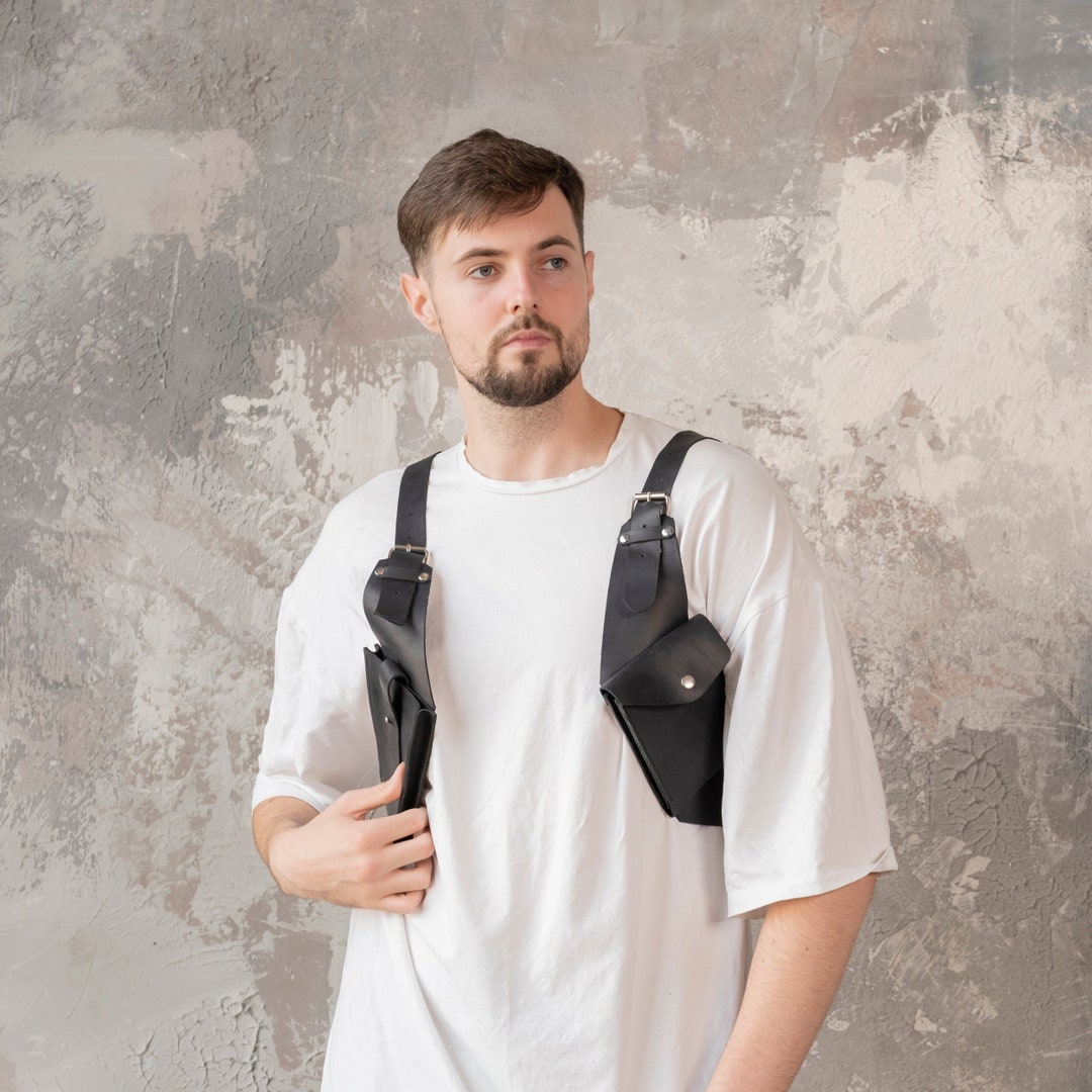 Leather Shoulder Holster Bag, Harness Bag, Adjustable Holster Bag