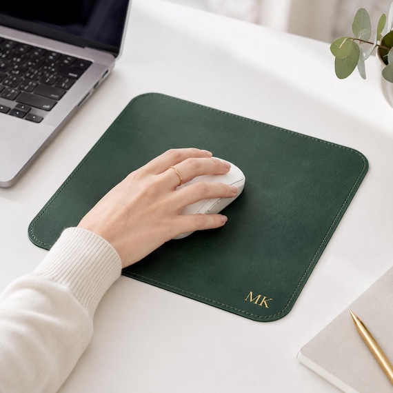 Leather Mouse Pad, Personalized Leather Mousepad, Full Grain Leather Desk Pad, Custom Office Gift, Engraved Mousepad, Office Desk Accessory