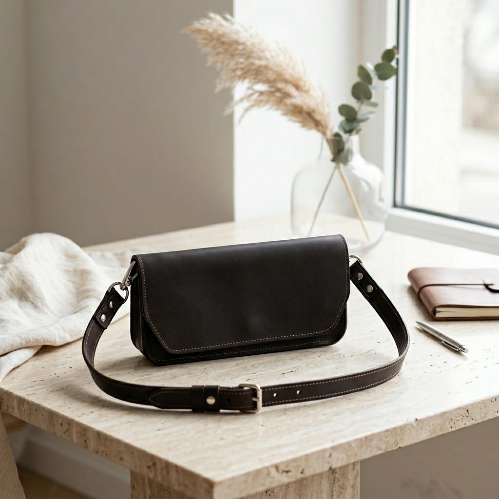 Leather Crossbody Phone Bag - Leather Smartphone Wallet with Shoulder Strap