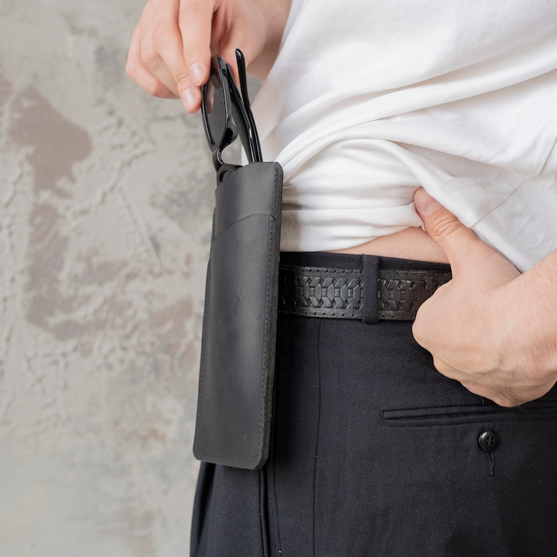 Leather Glasses Case With Belt Clip, Customized Glasses Case