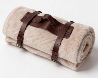 Leather picnic blanket strap, Leather picnic mat carrier strap, Adjustable blanket strap, Handmade leather yoga mat strap, Blanket holder
