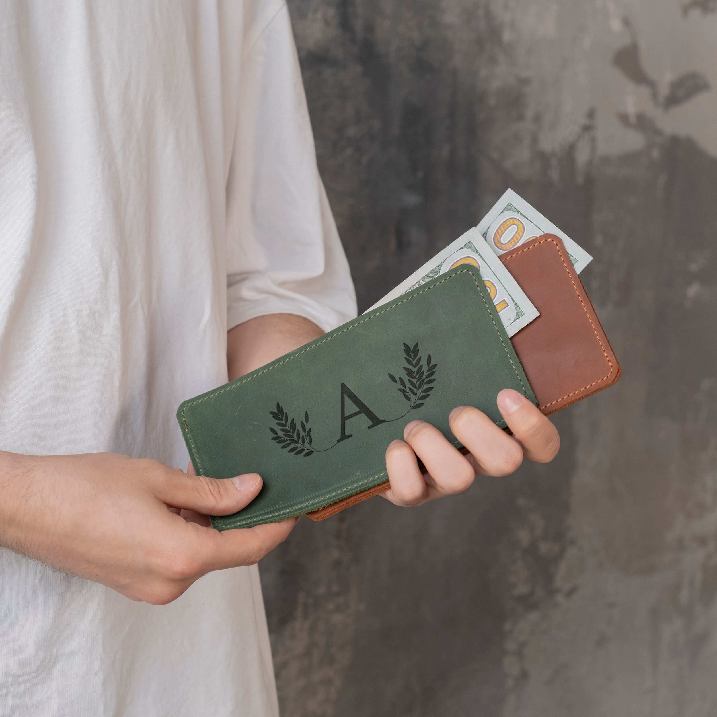 Personalized Leather Cash Envelope,leather Money Holder,leather Cash