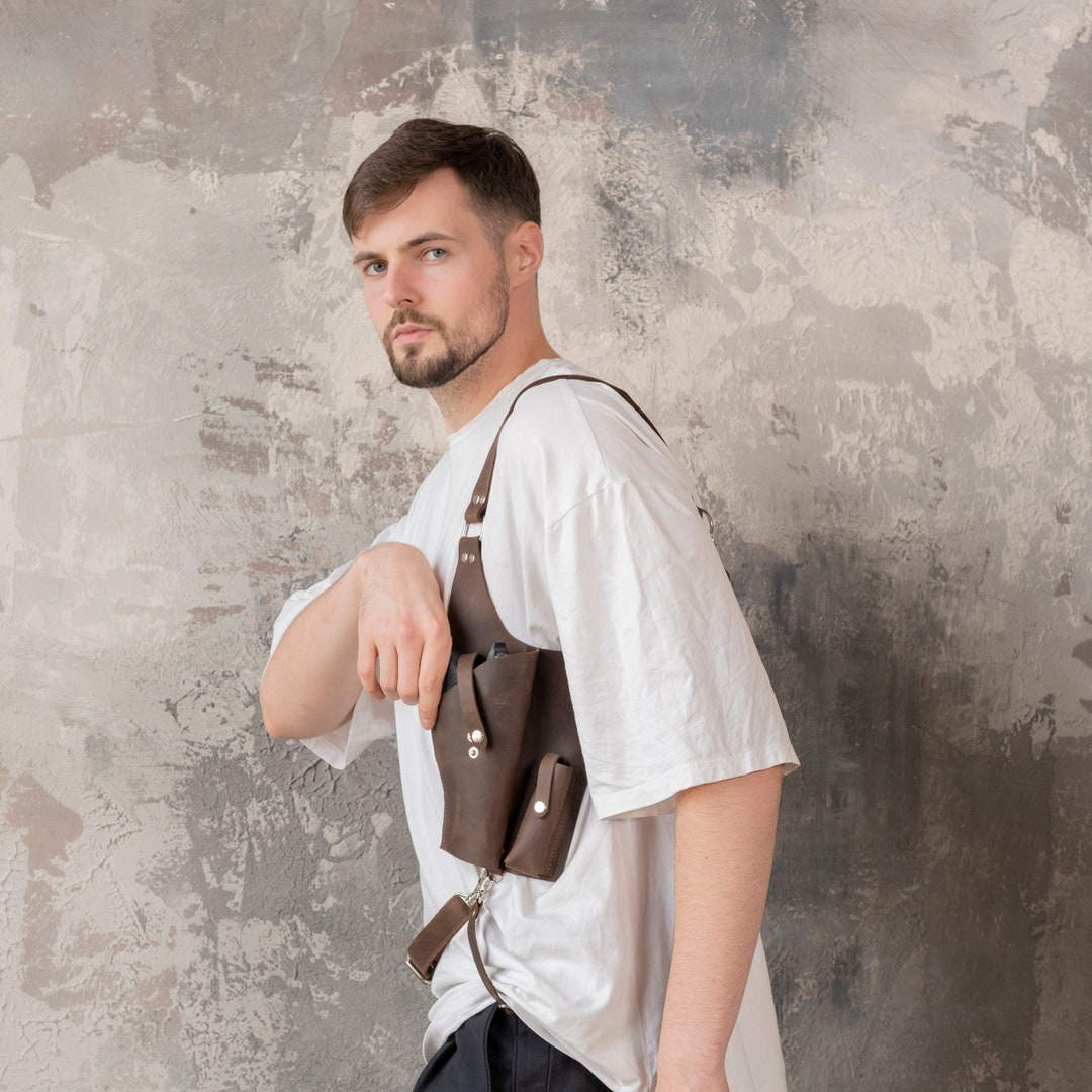 Shoulder Sling Gun Holster Leather Shoulder Holsters Etsy