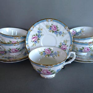 Vintage Set of five Porcelain Cups  with Saucers England Windsor